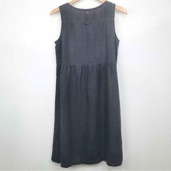 G1 Goods Summer Slate Gray 100% Linen Sleeveless Button Down Dress with Pockets - Picture 2 of 15